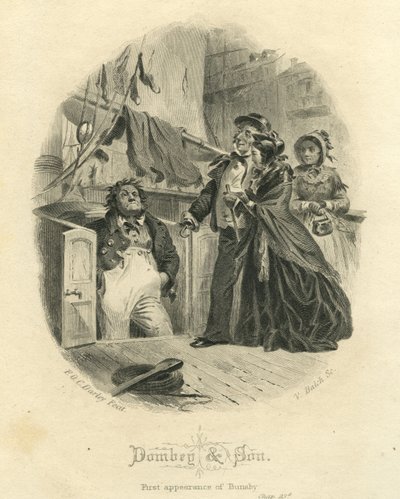 Dombey and Son: First Appearance of Bunsby, engraved by Vistus Balch by Felix Octavius Carr Darley